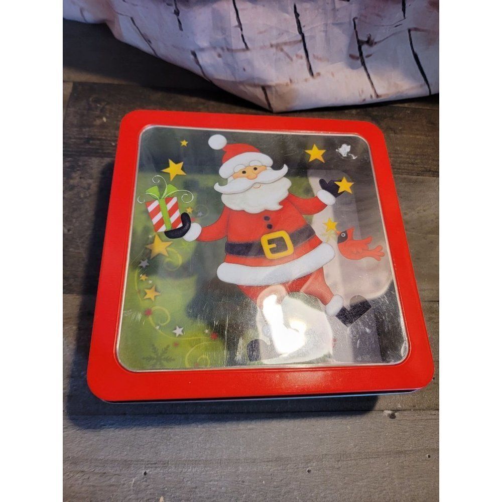 Tin square Santa honcho present xmas‎ box container